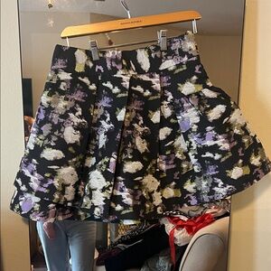 Banana Republic Black Floral Pleated Mini Skirt